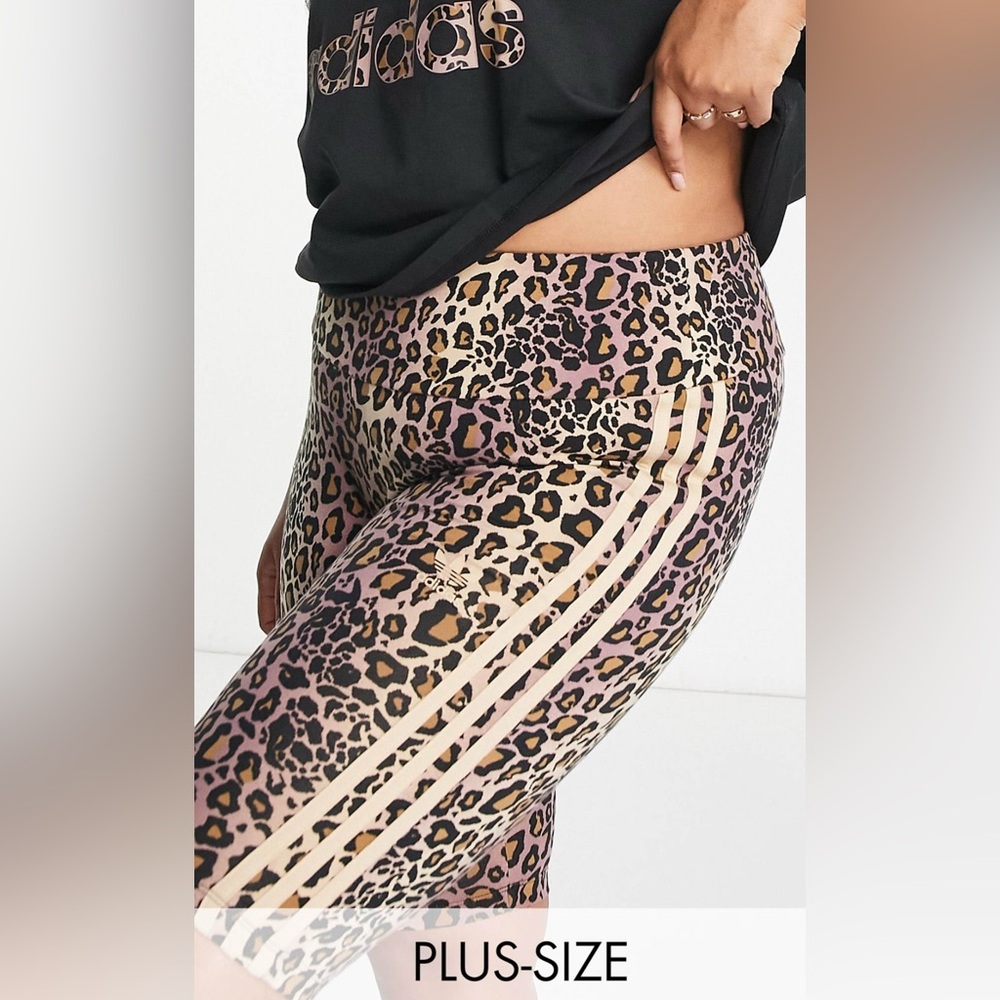 Adidas Brown Tan Leggings with Leopard Print
